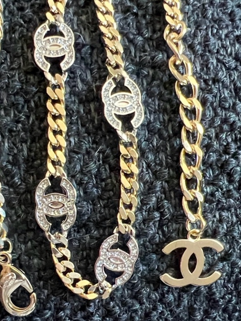 💋ChaneI Gold and Silver Tone Chain Necklace With Logos New 💋